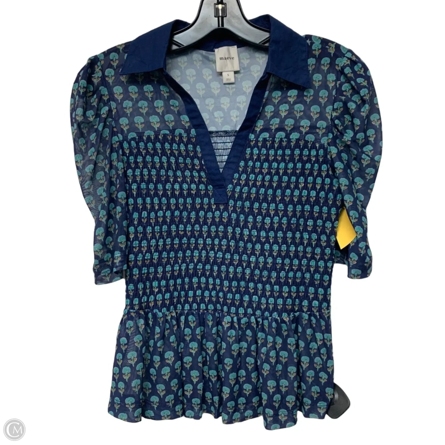 Top Short Sleeve By Maeve In Blue & Green, Size: S