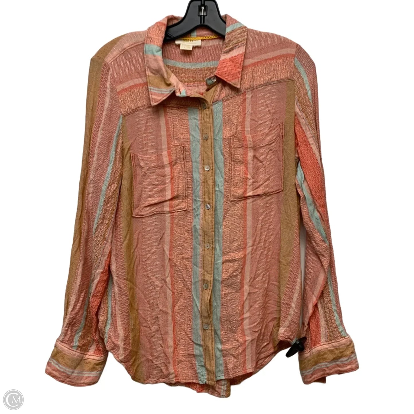 Top Long Sleeve By Maeve In Orange & Pink, Size: S