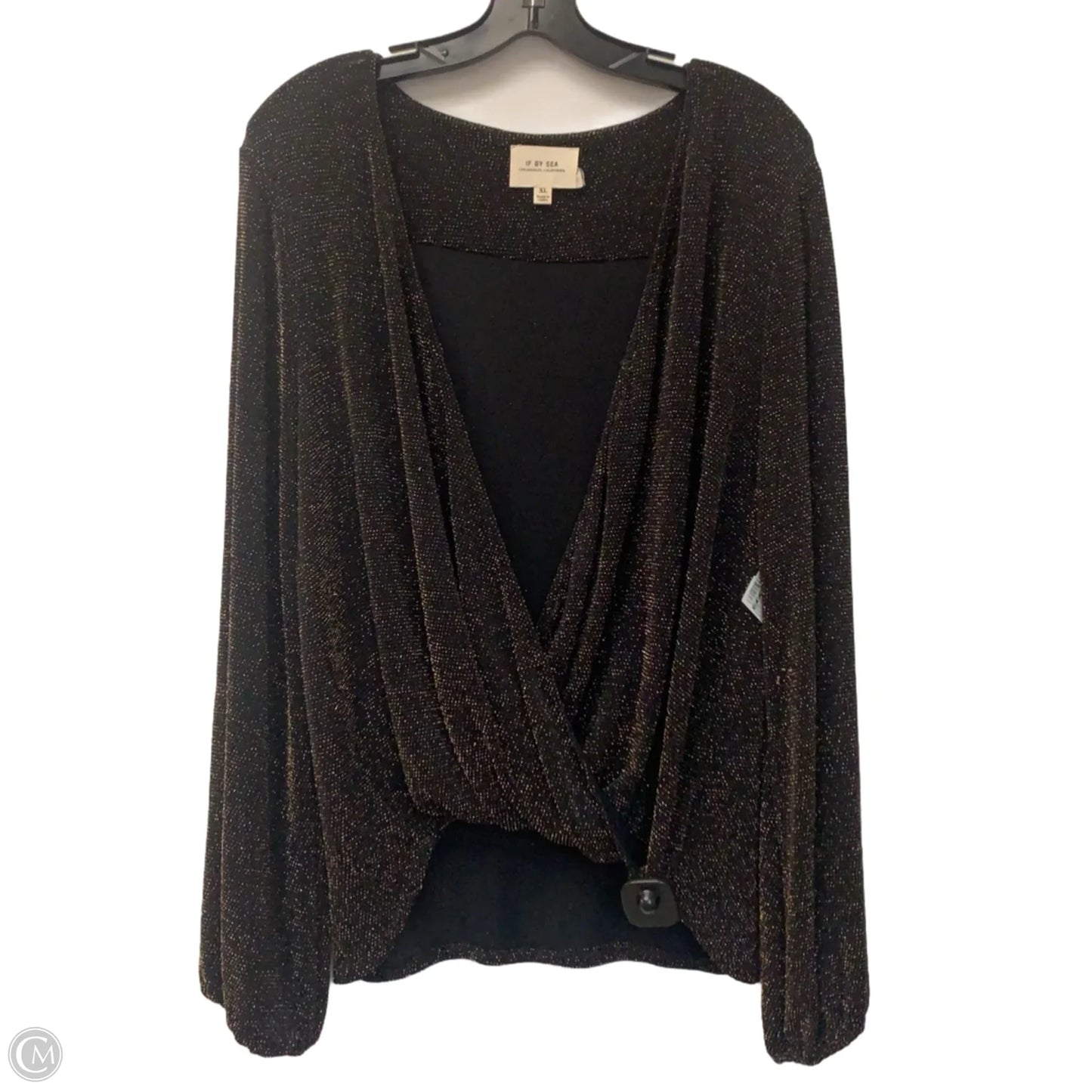 Top Long Sleeve By If By Sea In Black & Gold, Size: Xl