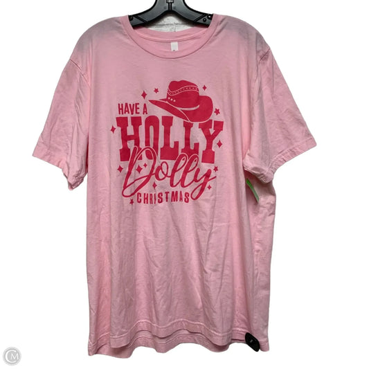 Top Short Sleeve By Bella + Canvas In Pink & Red, Size: 2x