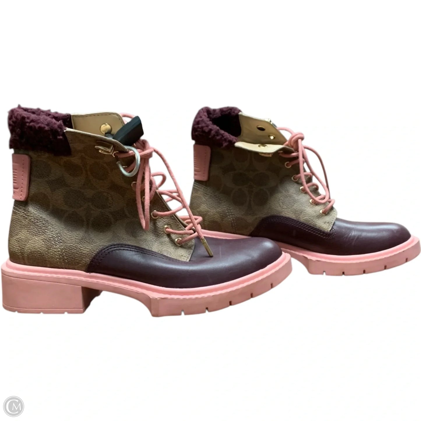 Boots Designer By Coach In Brown & Pink, Size: 6.5