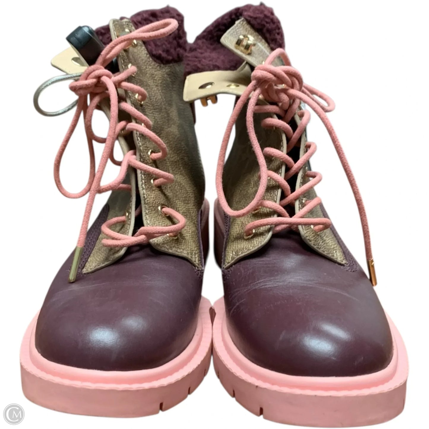 Boots Designer By Coach In Brown & Pink, Size: 6.5