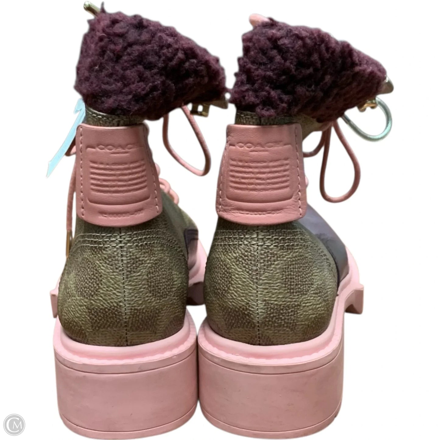 Boots Designer By Coach In Brown & Pink, Size: 6.5