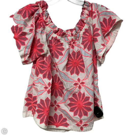 Top Short Sleeve By Maeve In Pink & White, Size: S