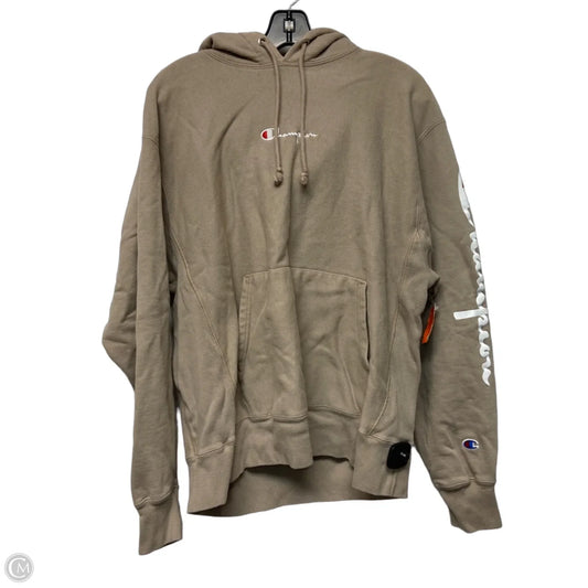 Sweatshirt Hoodie By Champion In Tan, Size: L