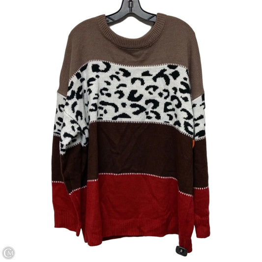 Sweater In Brown & Red, Size: 3x