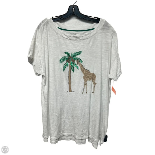 Top Short Sleeve By Kim Rogers In Green & White, Size: 1x