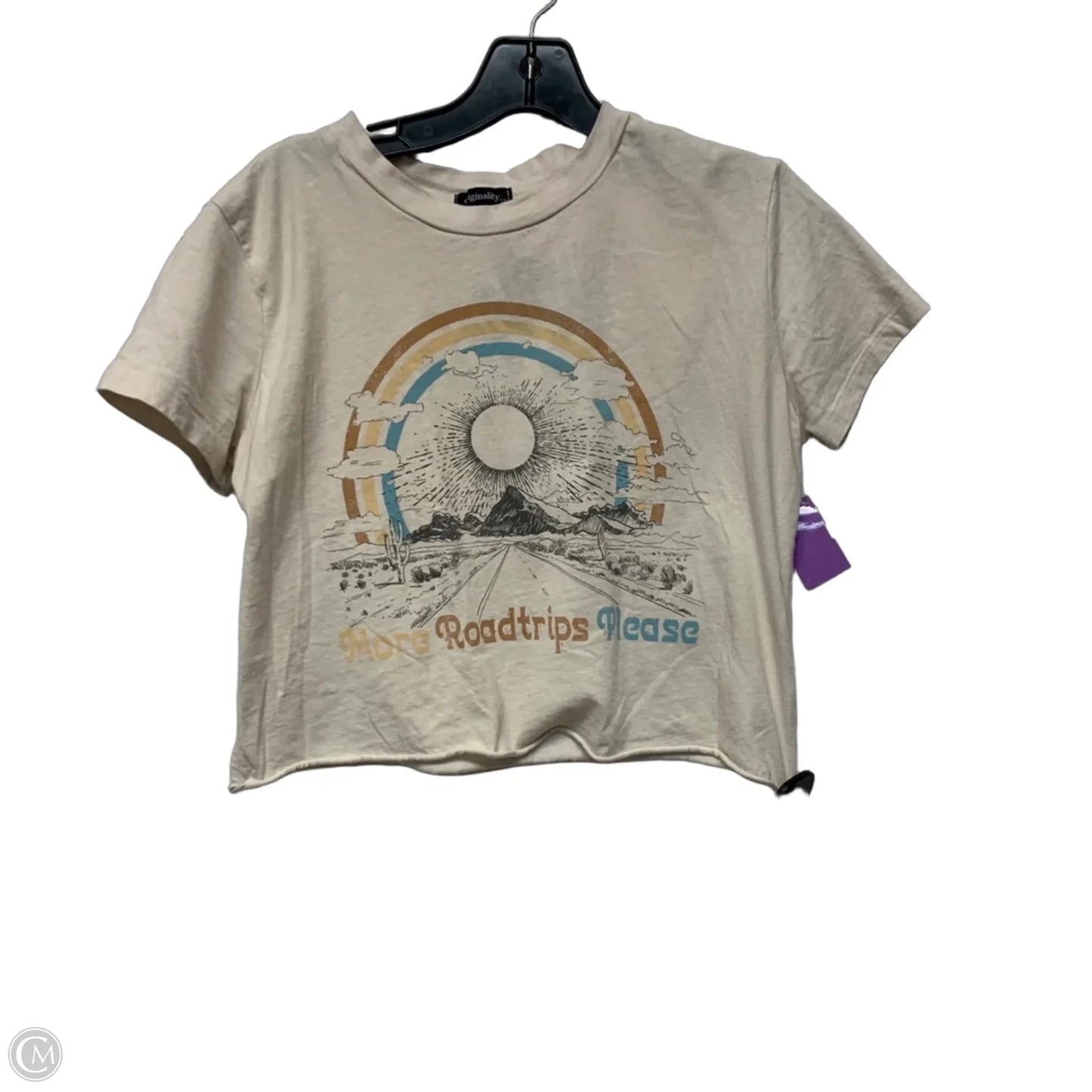 Top Short Sleeve By Originality In Beige, Size: S