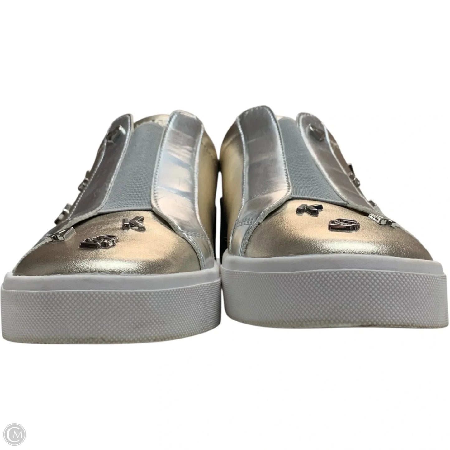Shoes Designer By Karl Lagerfeld In Gold & Silver, Size: 8