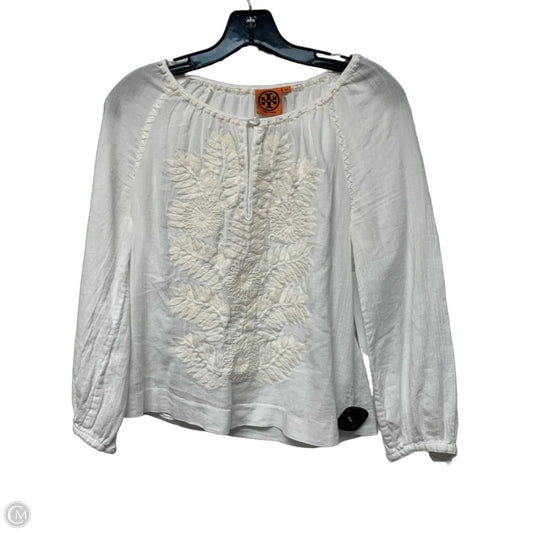Top Long Sleeve Designer By Tory Burch In White, Size: Xs