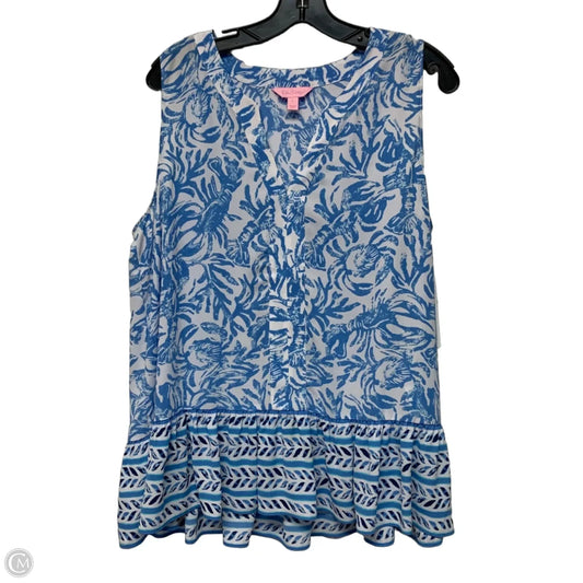 Top Sleeveless Designer By Lilly Pulitzer In Blue & White, Size: L