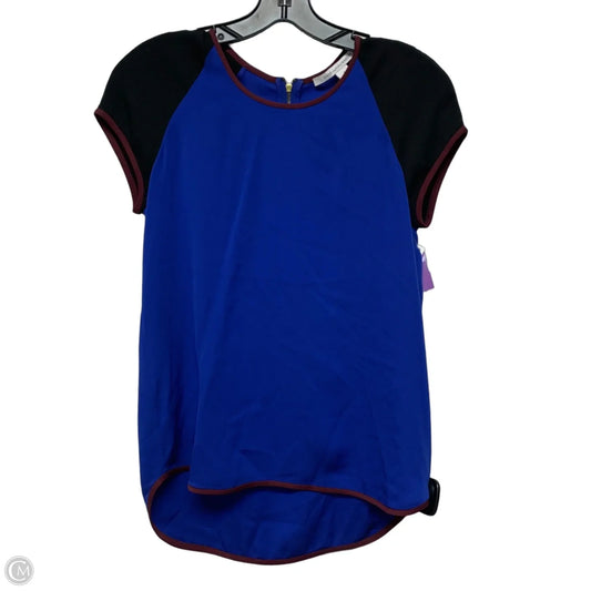 Blouse Designer By Diane Von Furstenberg In Black & Blue, Size: Xsp