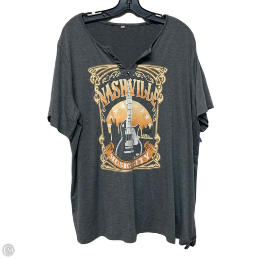 Top Short Sleeve In Grey & Yellow, Size: 2x