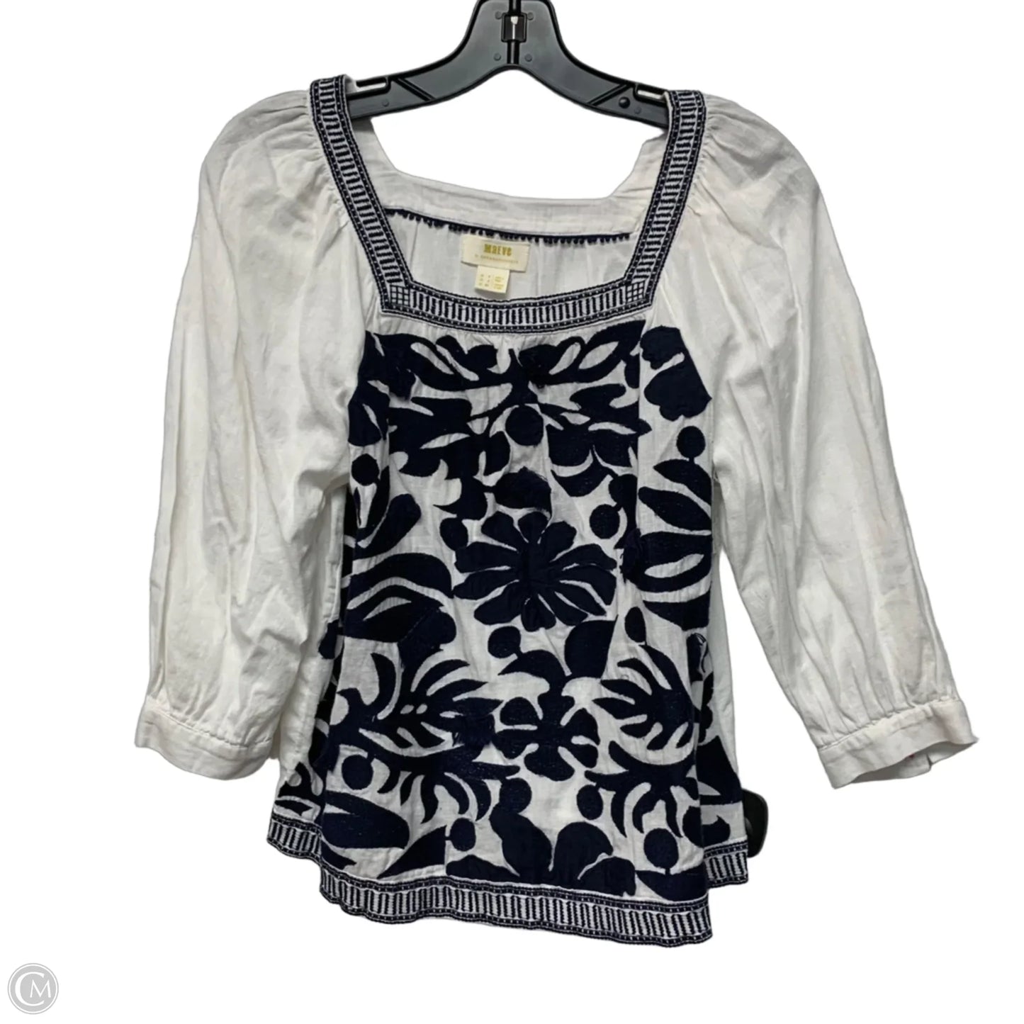 Top Long Sleeve By Maeve In Blue & White, Size: Xs