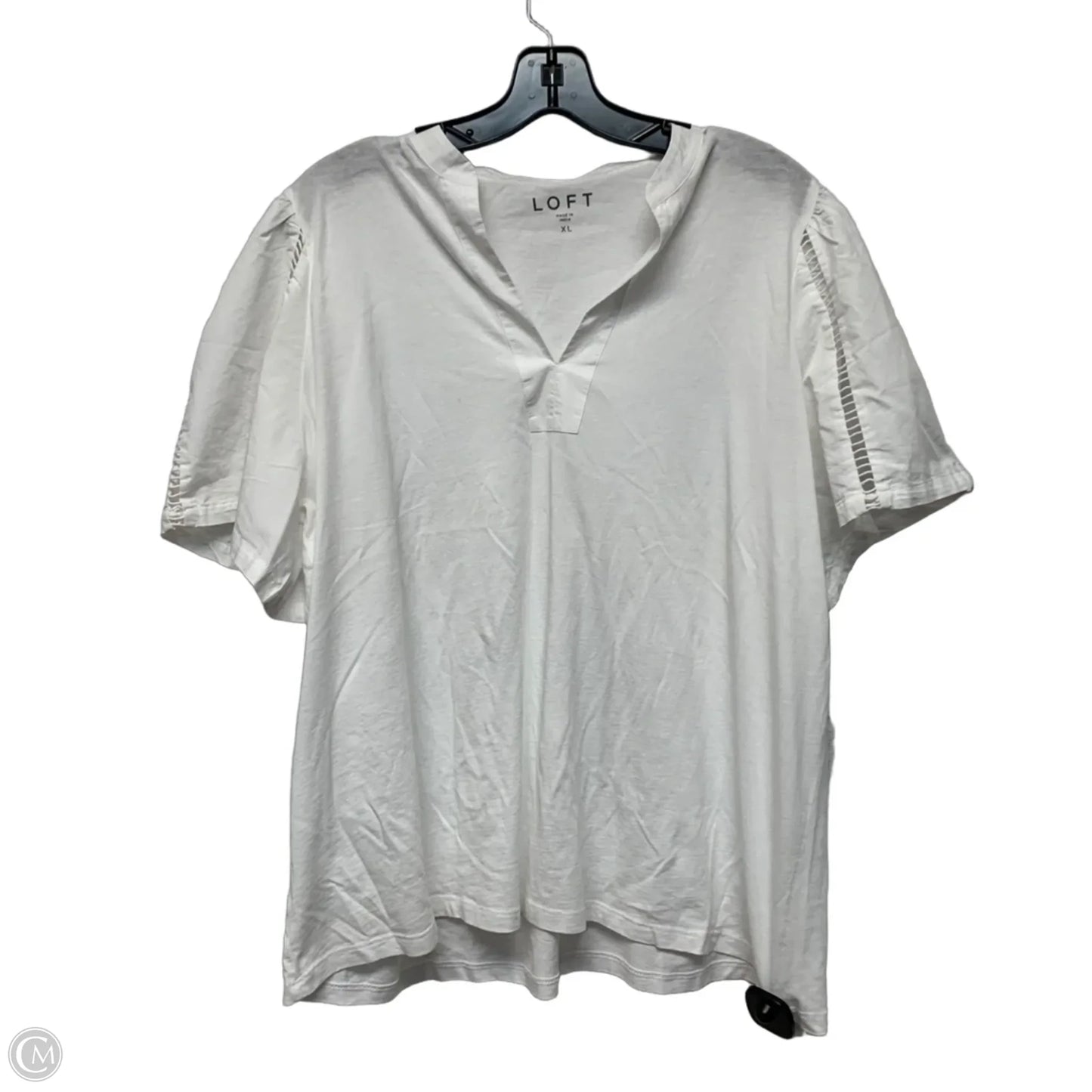 Top Short Sleeve By Loft In White, Size: Xl