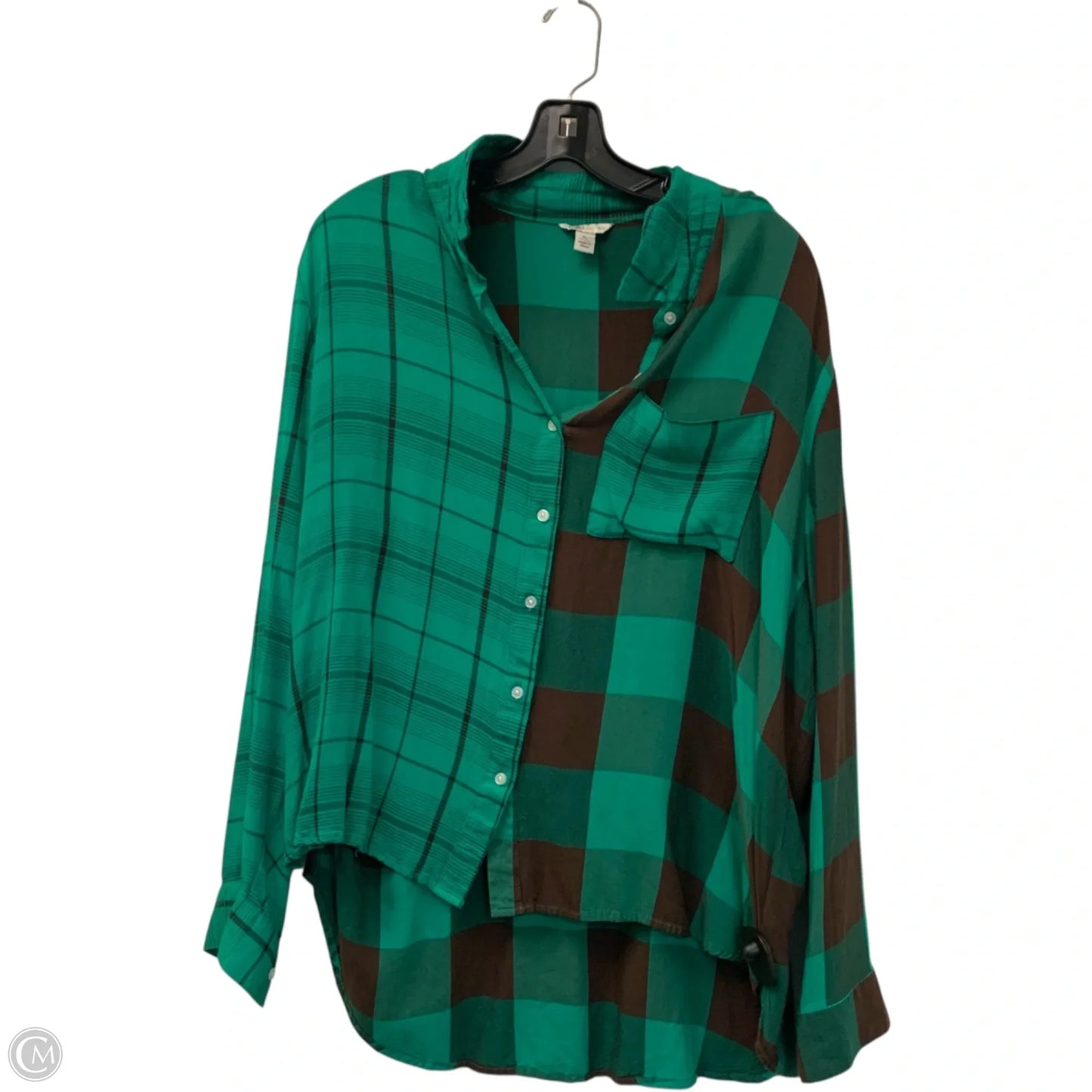 Tunic Long Sleeve By Cato In Green, Size: Xl