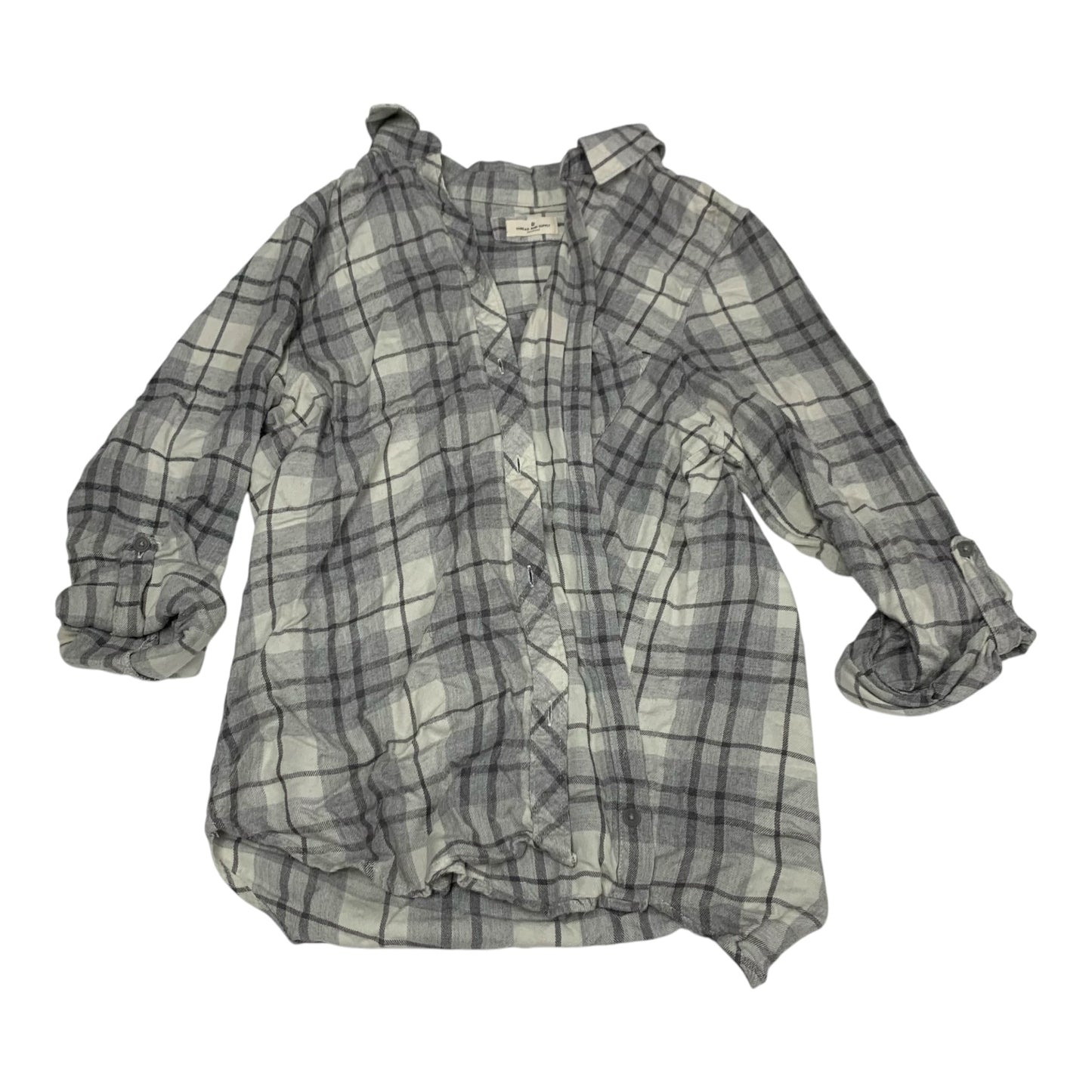 Top Long Sleeve By Thread And Supply In Plaid Pattern, Size: M