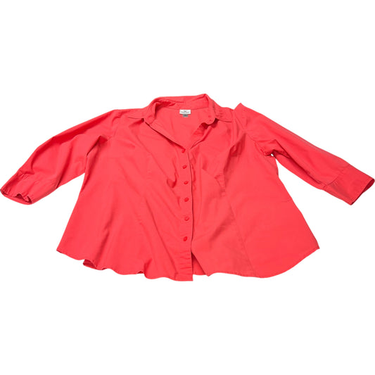 Top Long Sleeve By Worthington In Coral, Size: 2x