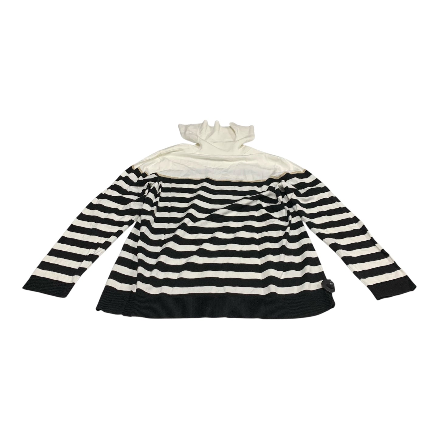 Top Long Sleeve By Calvin Klein In Black & White, Size: Xl