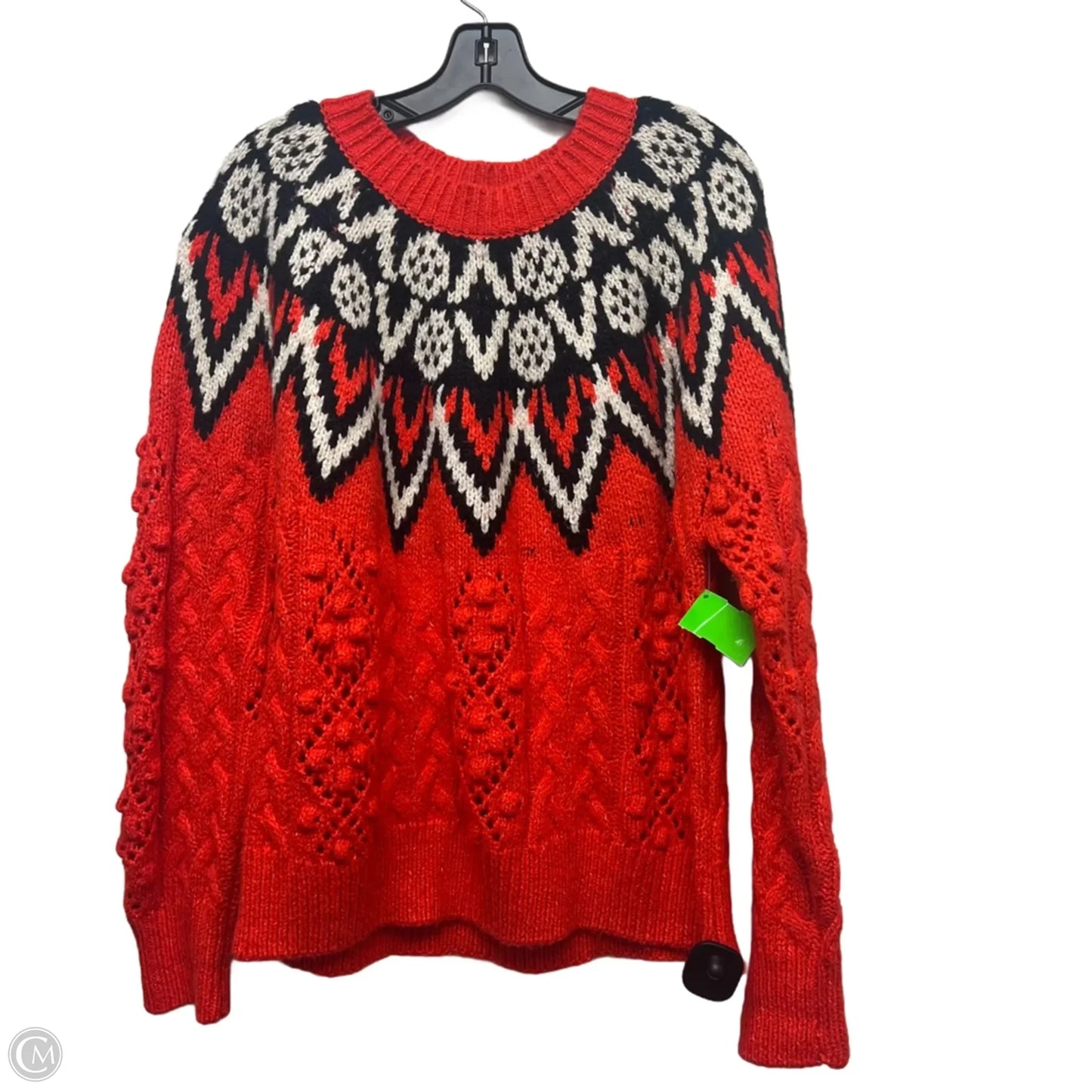 Sweater By Lucky Brand In Black & Red, Size: L