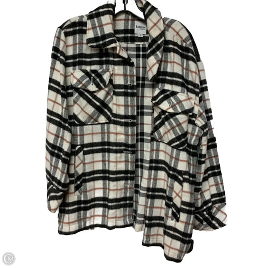 Jacket Shirt By Kensie In Plaid Pattern, Size: M