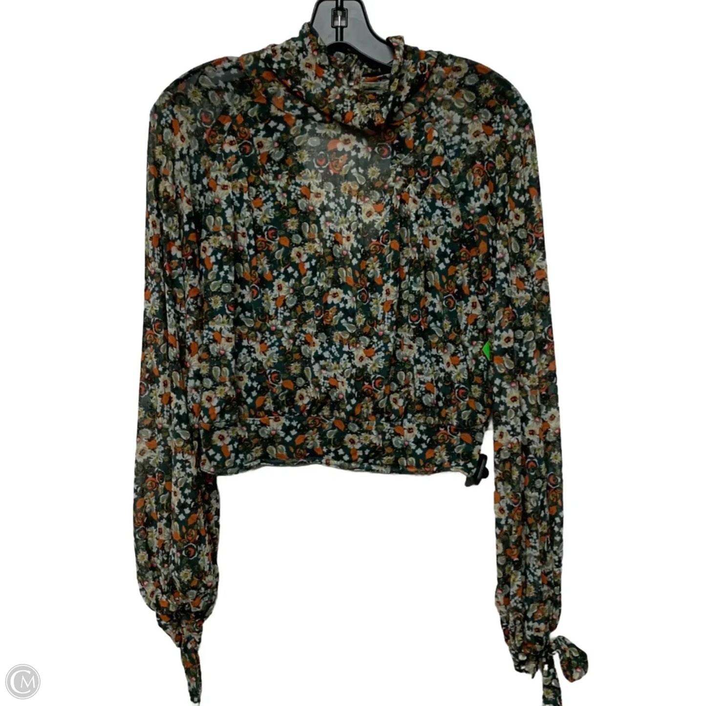 Blouse Long Sleeve By Free People In Green & Orange, Size: S