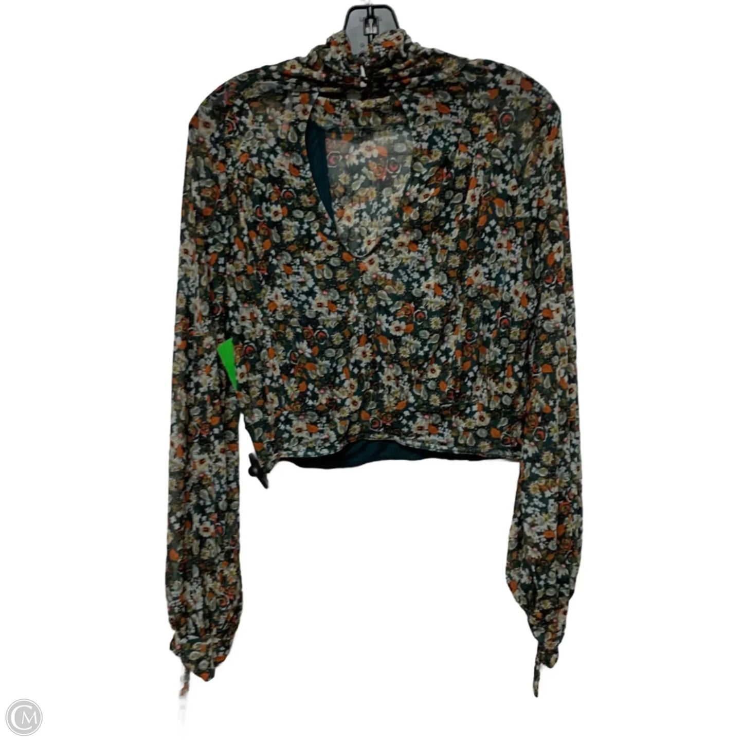 Blouse Long Sleeve By Free People In Green & Orange, Size: S