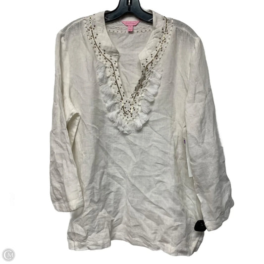Top Long Sleeve Designer By Lilly Pulitzer In White, Size: Xl