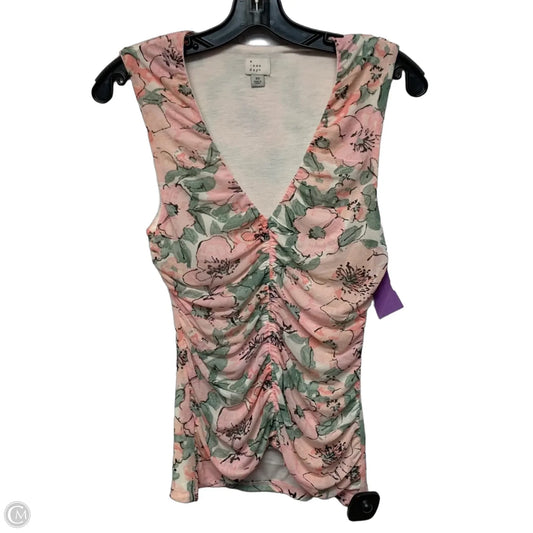 Top Sleeveless By A New Day In Green & Pink, Size: Xs