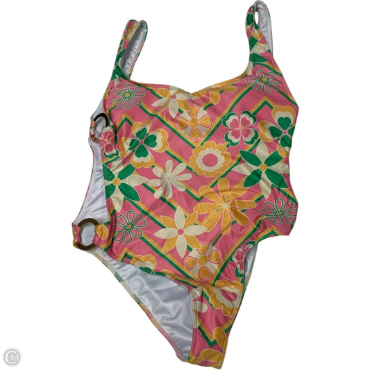 Swimsuit By Watercolors In Green & Pink, Size: S