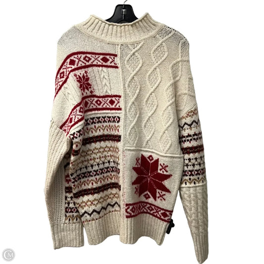 Sweater By American Eagle In Cream & Red, Size: M
