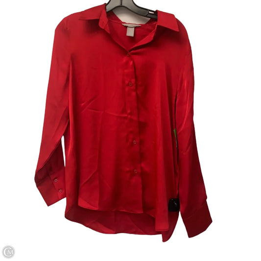 Blouse Long Sleeve By H&m In Red, Size: M