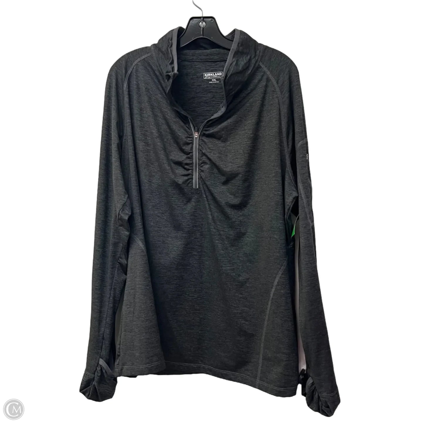 Athletic Top Long Sleeve Collar By Kirkland In Grey, Size: 1x