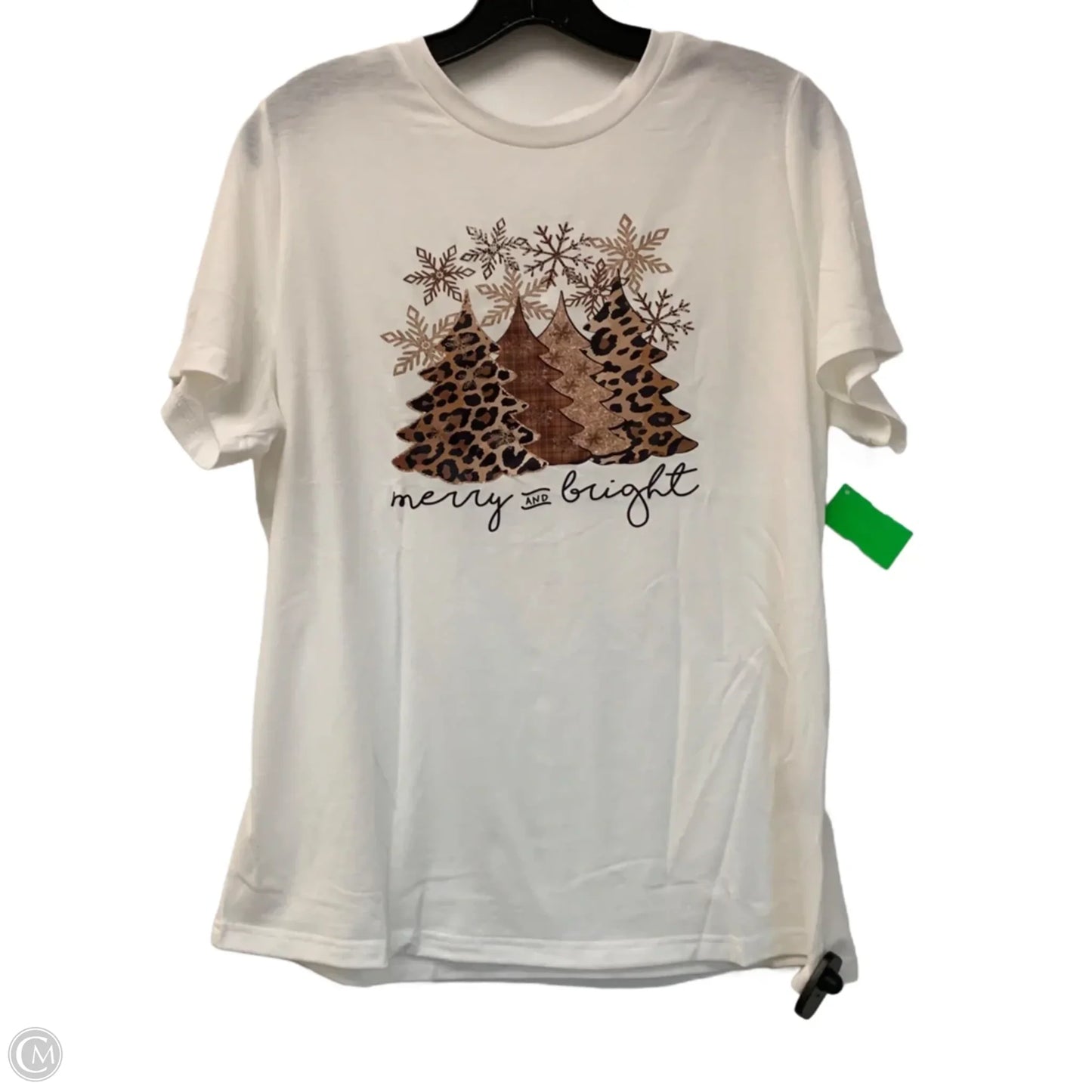 Top Short Sleeve By Shein In Brown & White, Size: L