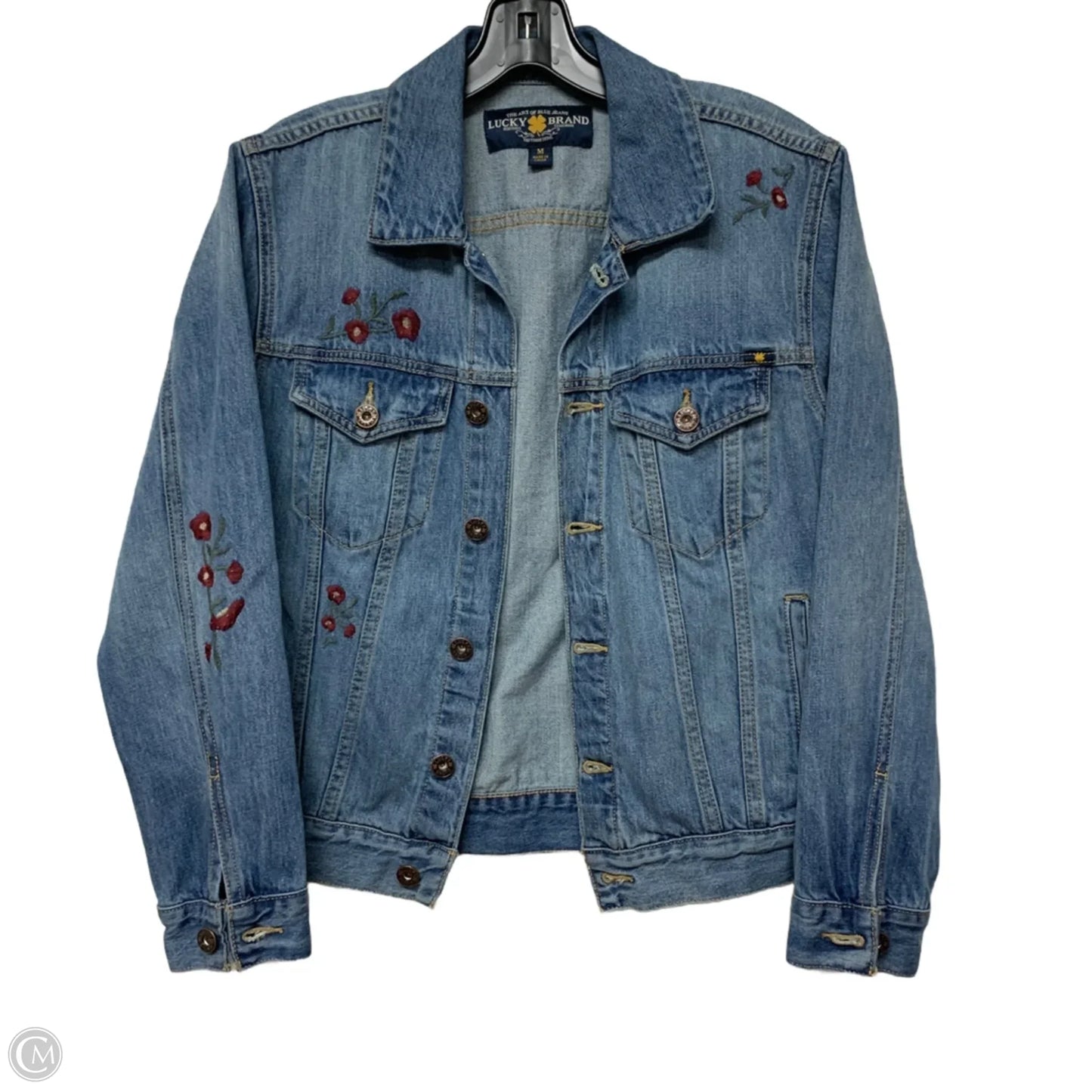 Jacket Denim By Lucky Brand In Blue Denim, Size: M