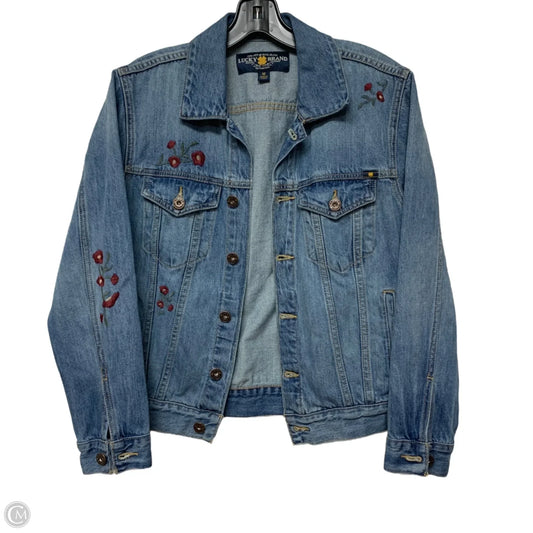 Jacket Denim By Lucky Brand In Blue Denim, Size: M