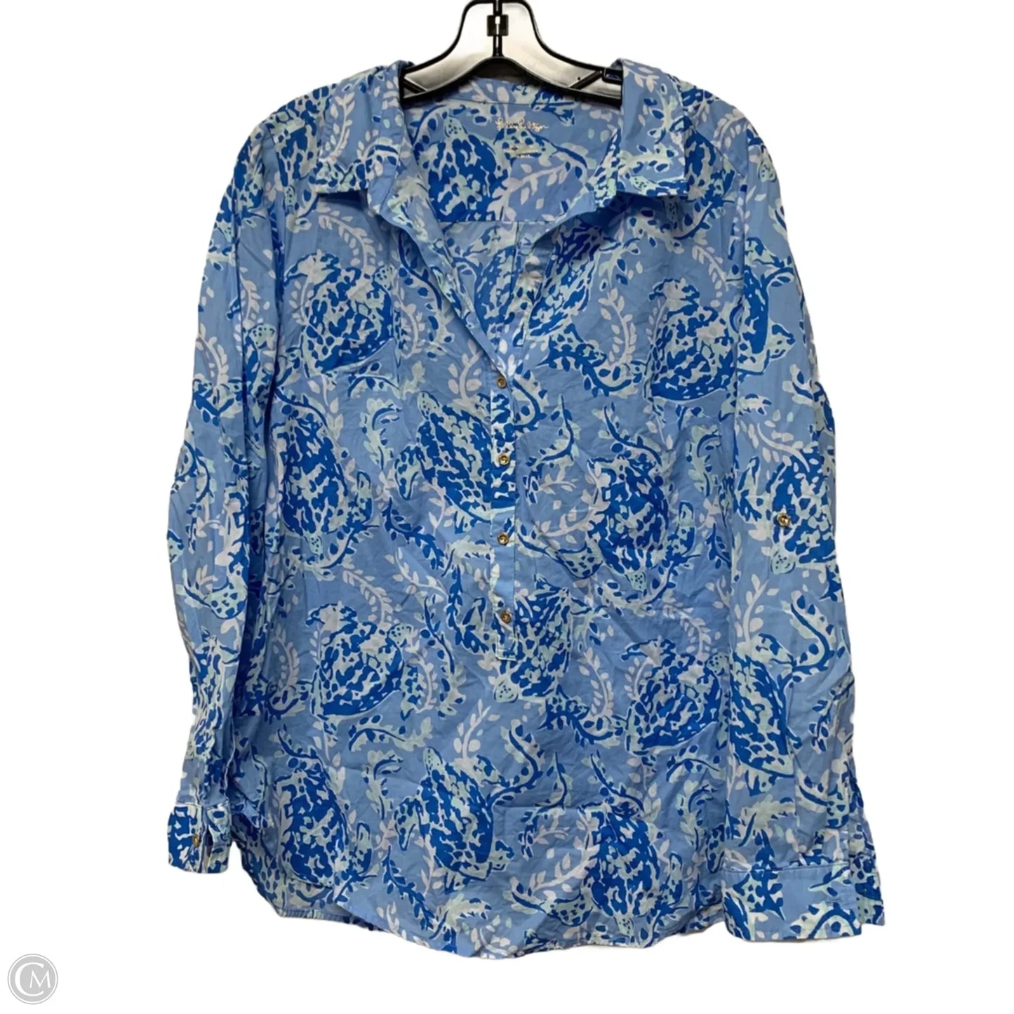 Top Long Sleeve Designer By Lilly Pulitzer In Blue, Size: L