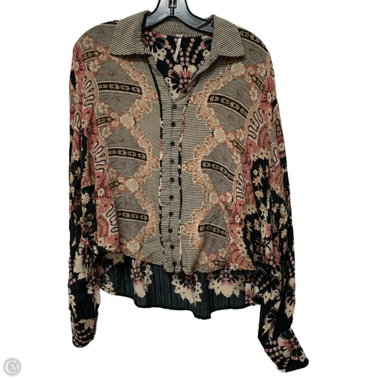 Top Long Sleeve By Free People In Pink & Tan, Size: S