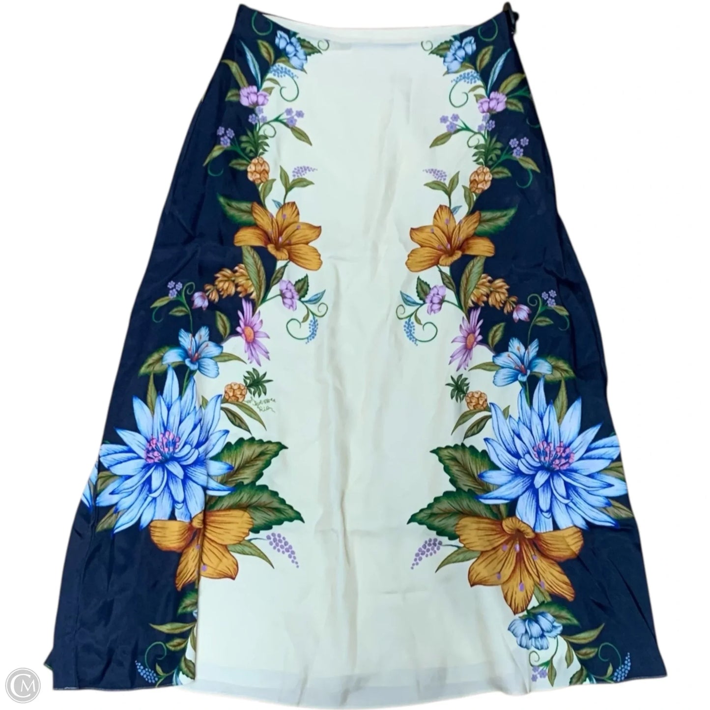 Skirt Designer By Farm Rio In Blue & Yellow, Size: M