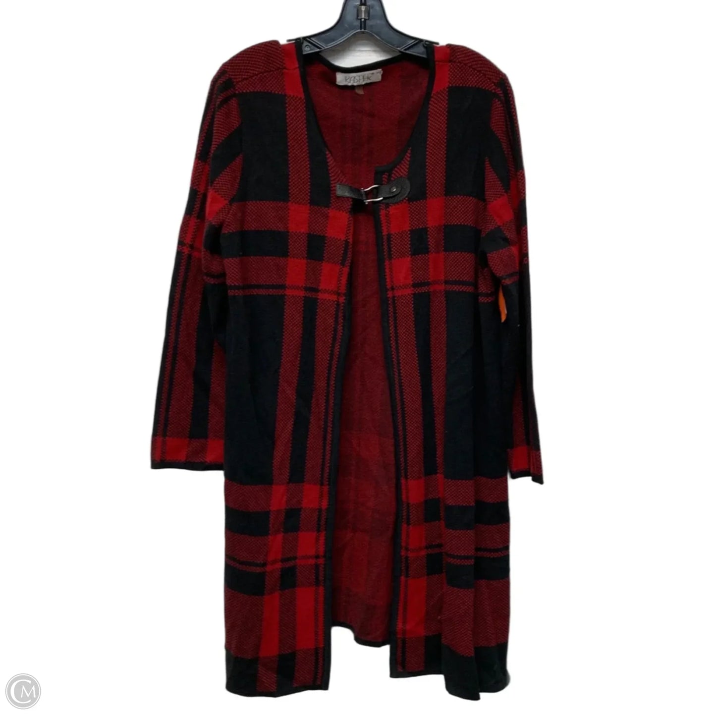 Sweater Cardigan By Kasper In Black & Red, Size: Xl