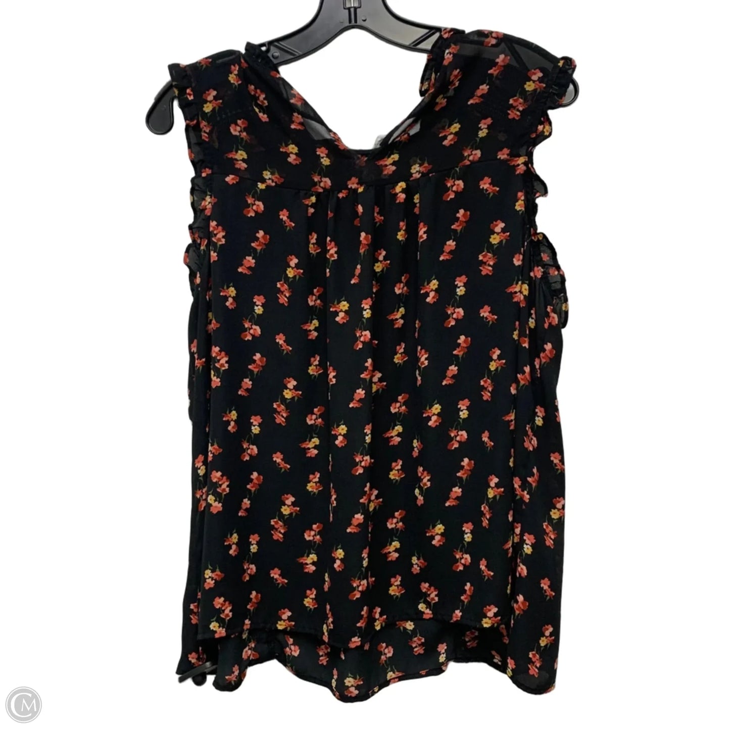 Top Sleeveless By Ana In Black & Pink, Size: L