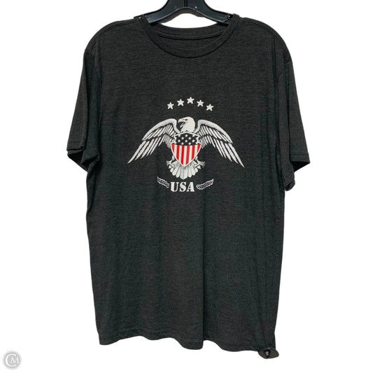 Top Short Sleeve By We the Peeps In Grey, Size: M