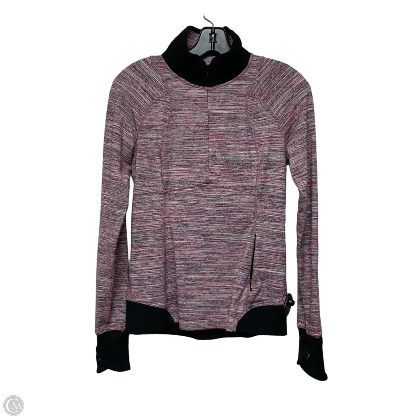 Athletic Top Long Sleeve Collar By Lululemon In Grey & Pink, Size: S