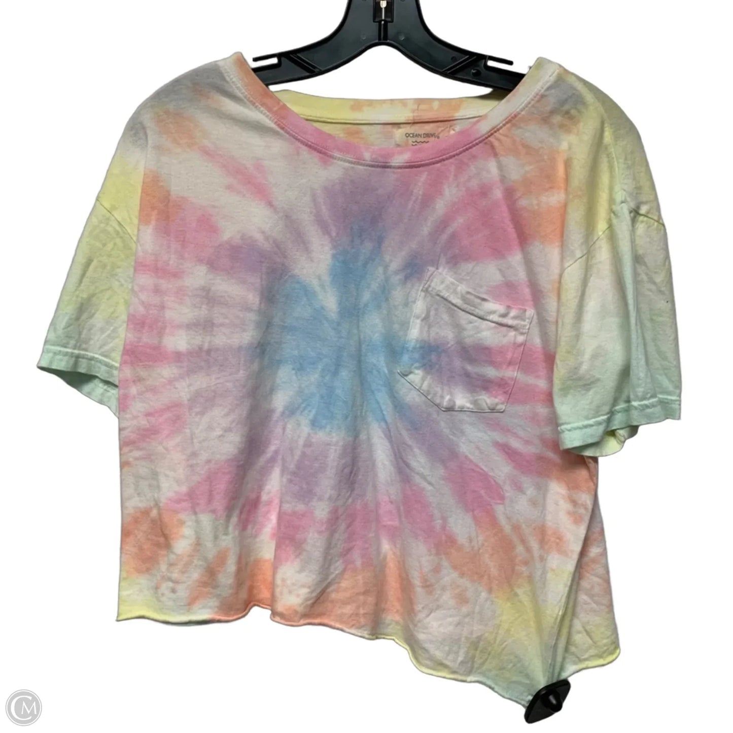 Top Short Sleeve By Ocean Drive In Rainbow Tie Dye Print, Size: M