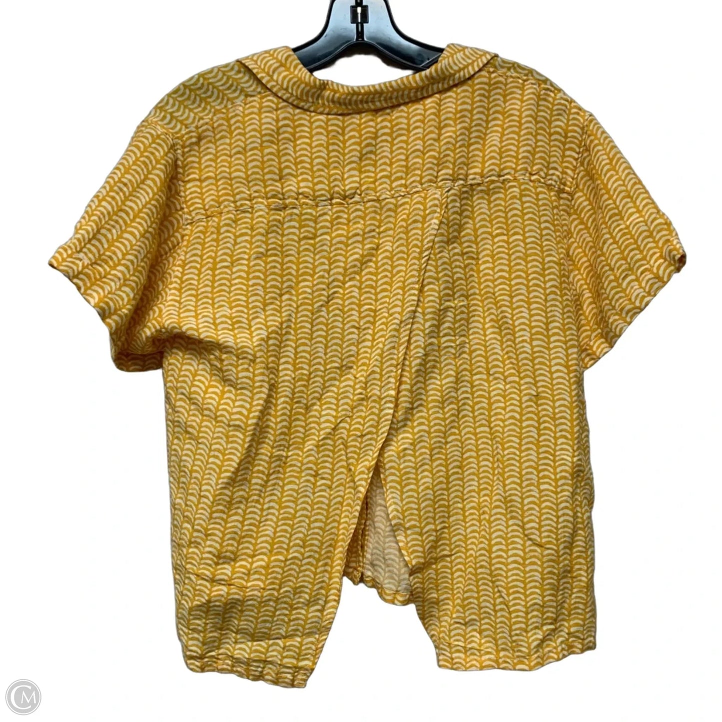 Top Short Sleeve By Maeve In White & Yellow, Size: S