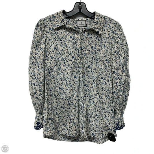 Top Long Sleeve Designer By Tuckernuck In Blue & Cream, Size: L