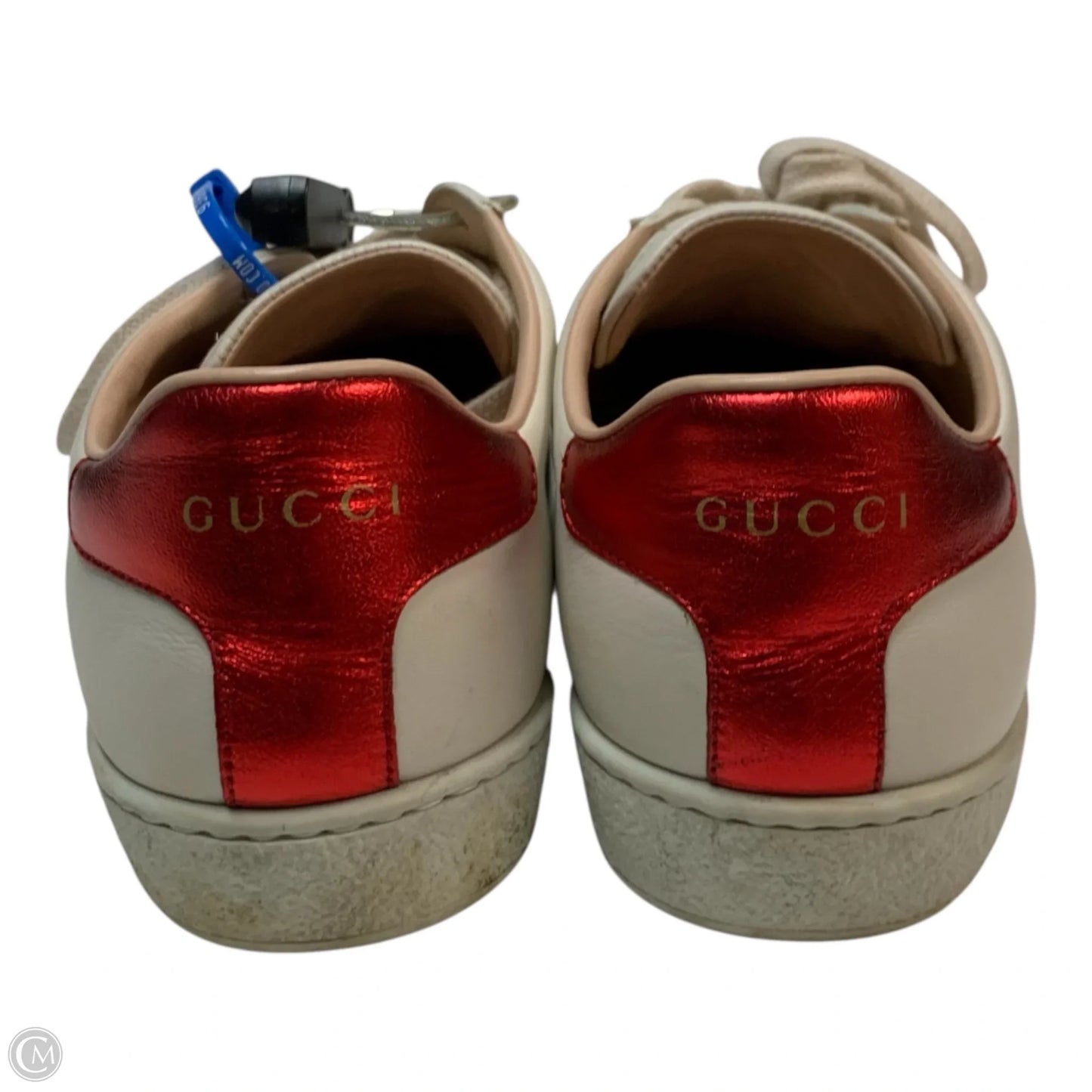 Shoes Luxury Designer By Gucci In Red & White, Size: 6