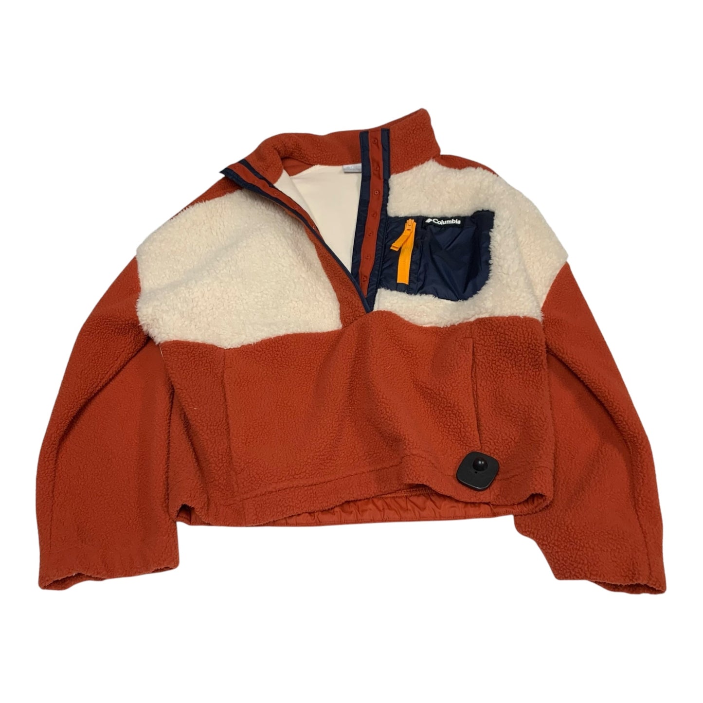 Jacket Fleece By Columbia In Cream & Orange, Size: M