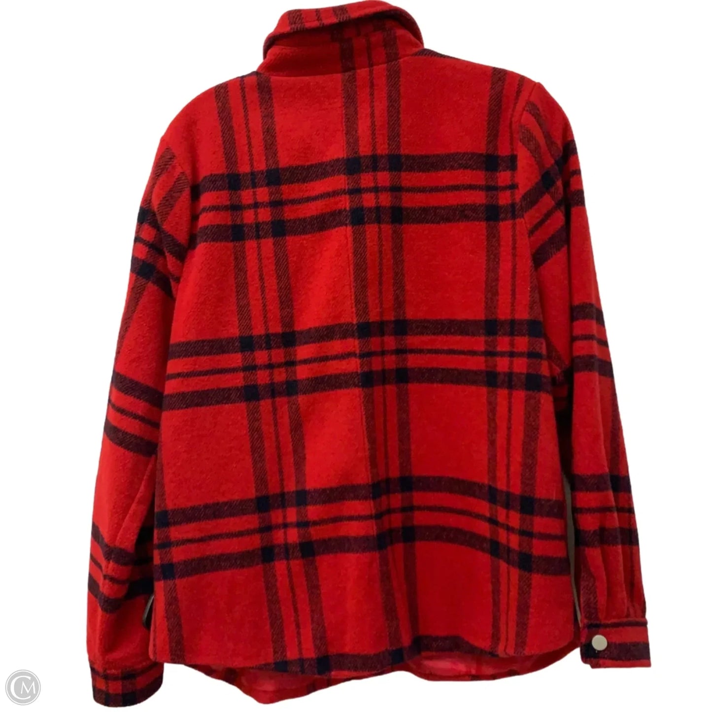 Jacket Shirt By Emory Park In Blue & Red, Size: S