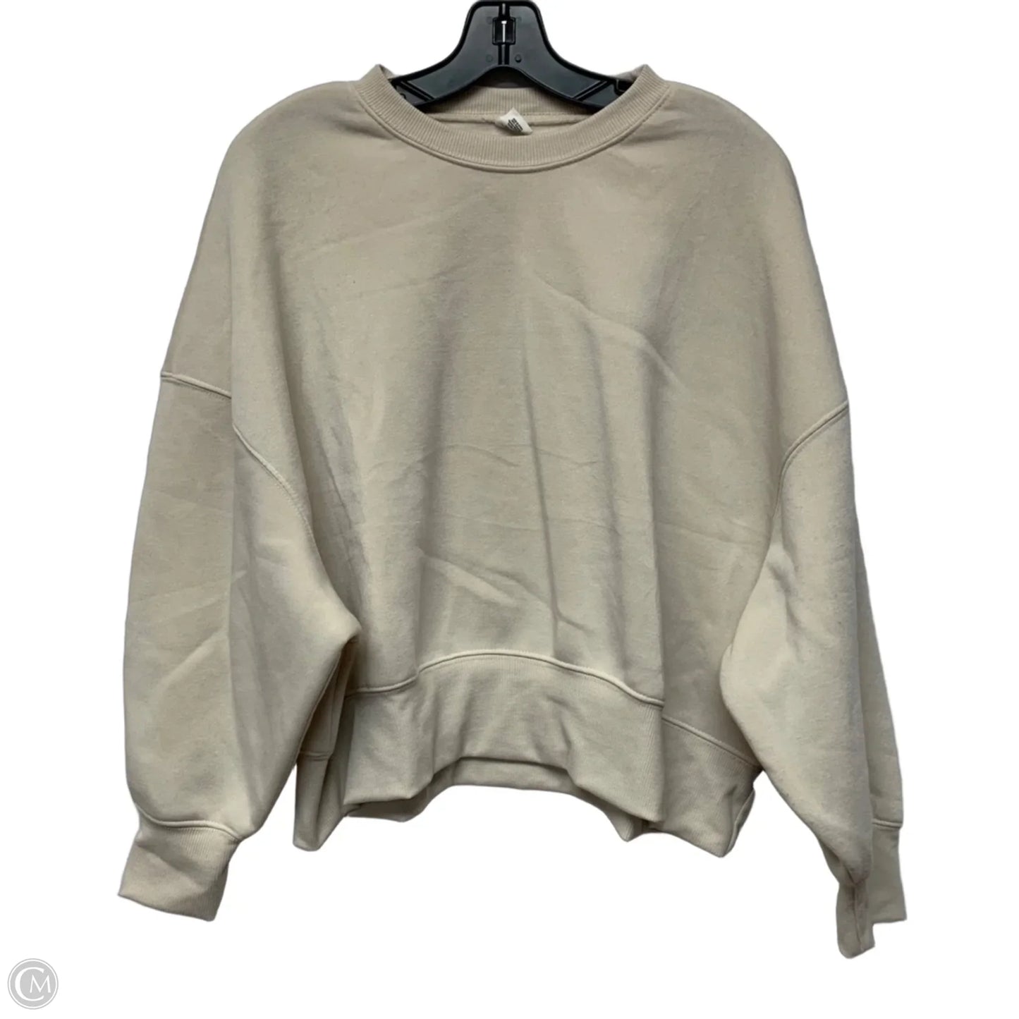 Athletic Sweatshirt Crewneck By Ebb & Flow In Cream, Size: M